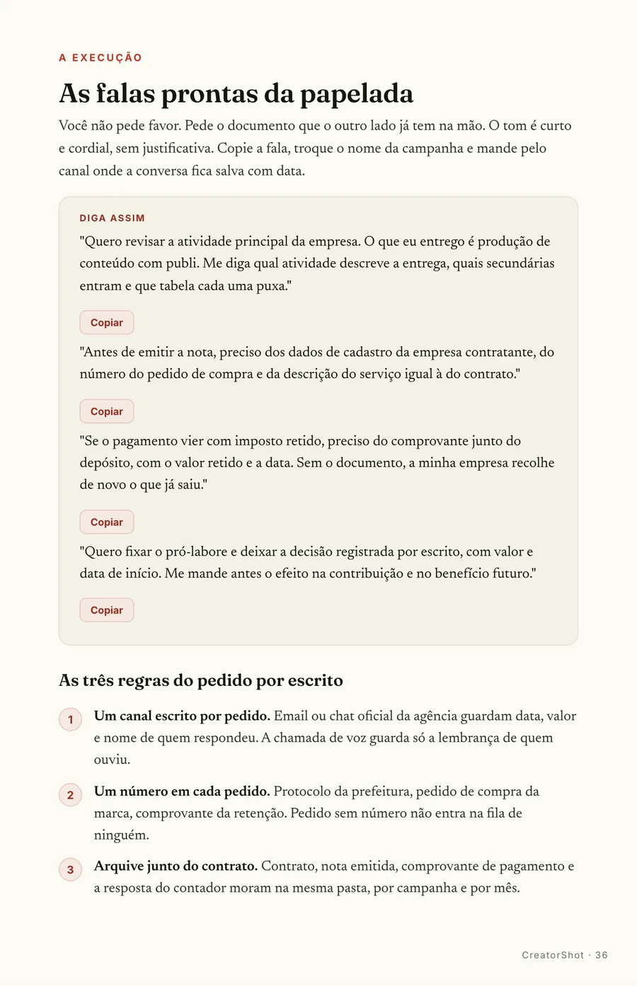 Falas prontas: O que pedir ao contador, à agência e ao financeiro, com o documento nomeado em cada fala
